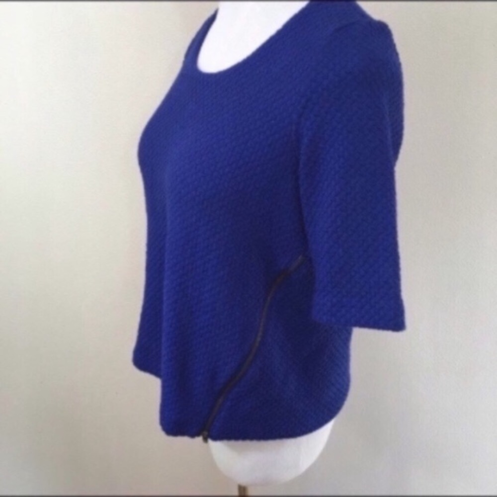 Anthropologie Postmark Classon Blue Textured Zipper Top Women’s Sz Small NEW - Picture 2 of 7